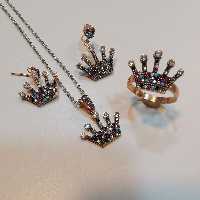 3-نیم ست نقره عیار 925 با روکش آب طلا رزگلد کد 3- W 7.91