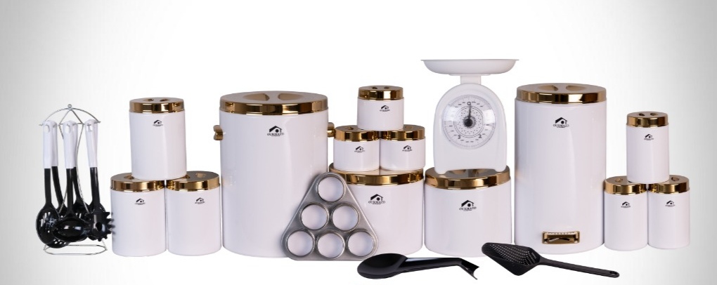 سرویس آشپزخانه 30 پارچه اورمزد Ourmazd سفید درب طلایی