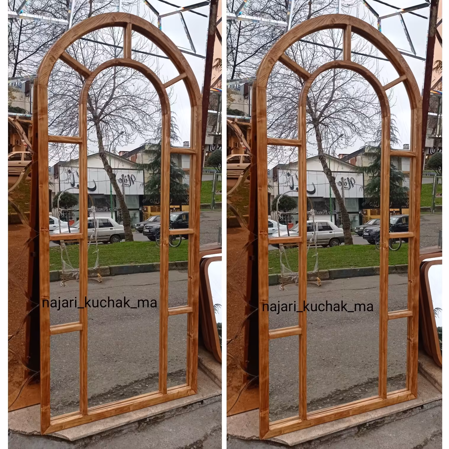  آینه قدی چوبی مدل گنبدی پنجره ای 180 در 80 تماما چوب روس(با آینه درجه یک)