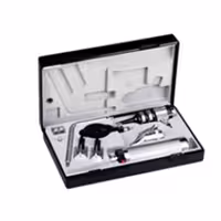 ست كامل معاينه econom با لامپ هالوژن 2/7 ولت )هندل فلزي باطري خور-سري اتوسكوپ و آفتالموسكوپ- آيينه حنجره شمار ریشتر