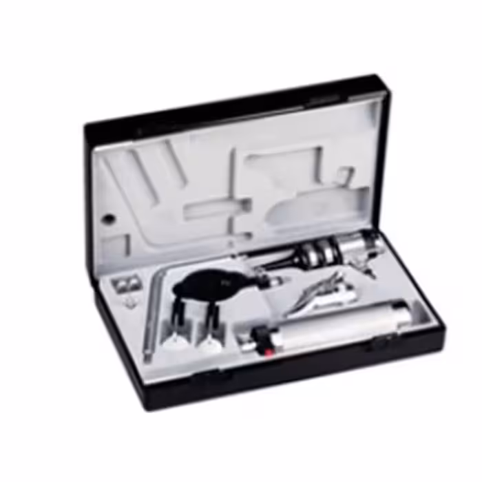 ست كامل معاينه econom با لامپ هالوژن 2/7 ولت )هندل فلزي باطري خور-سري اتوسكوپ و آفتالموسكوپ- آيينه حنجره شمار ریشتر