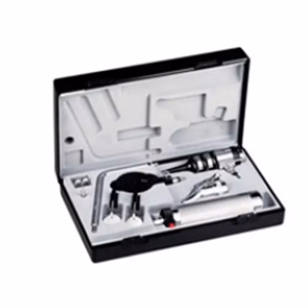 ست كامل معاينه econom با لامپ هالوژن 2/7 ولت )هندل فلزي باطري خور-سري اتوسكوپ و آفتالموسكوپ- آيينه حنجره شمار ریشتر