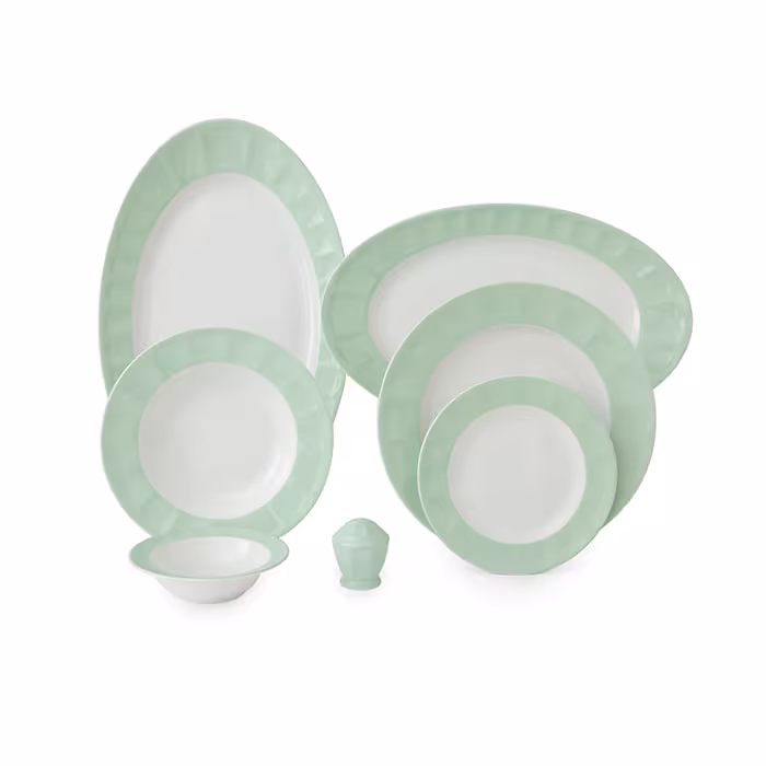 سرویس چینی زرین 6 نفره غذاخوری پاستل سبز (29 پارچه)