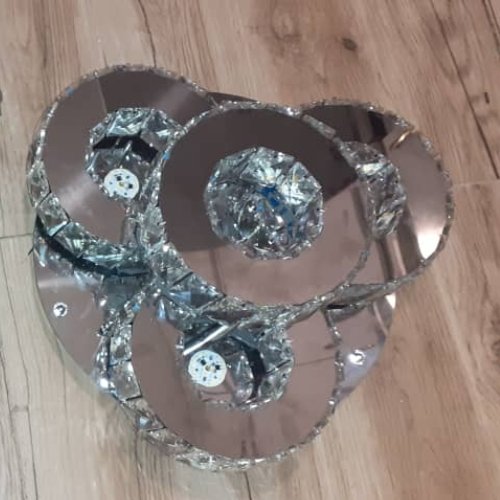 لوستر سقفی کریستالی دایره استیل نقره ای کد 165 (پس کرایه)