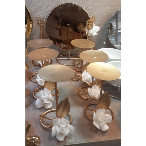 هفت سین فلزی با گل چینی آبکاری رنگ ثابت هزینه ارسال به عهده مشتری وپسکرایه