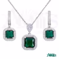 نیم ست نقره زنانه آمیتیس مدل زمرد AMT N198