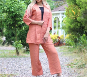 مانتو شلوار زنانه نخی مدل کت شلوار زنانه(جنس سزار)