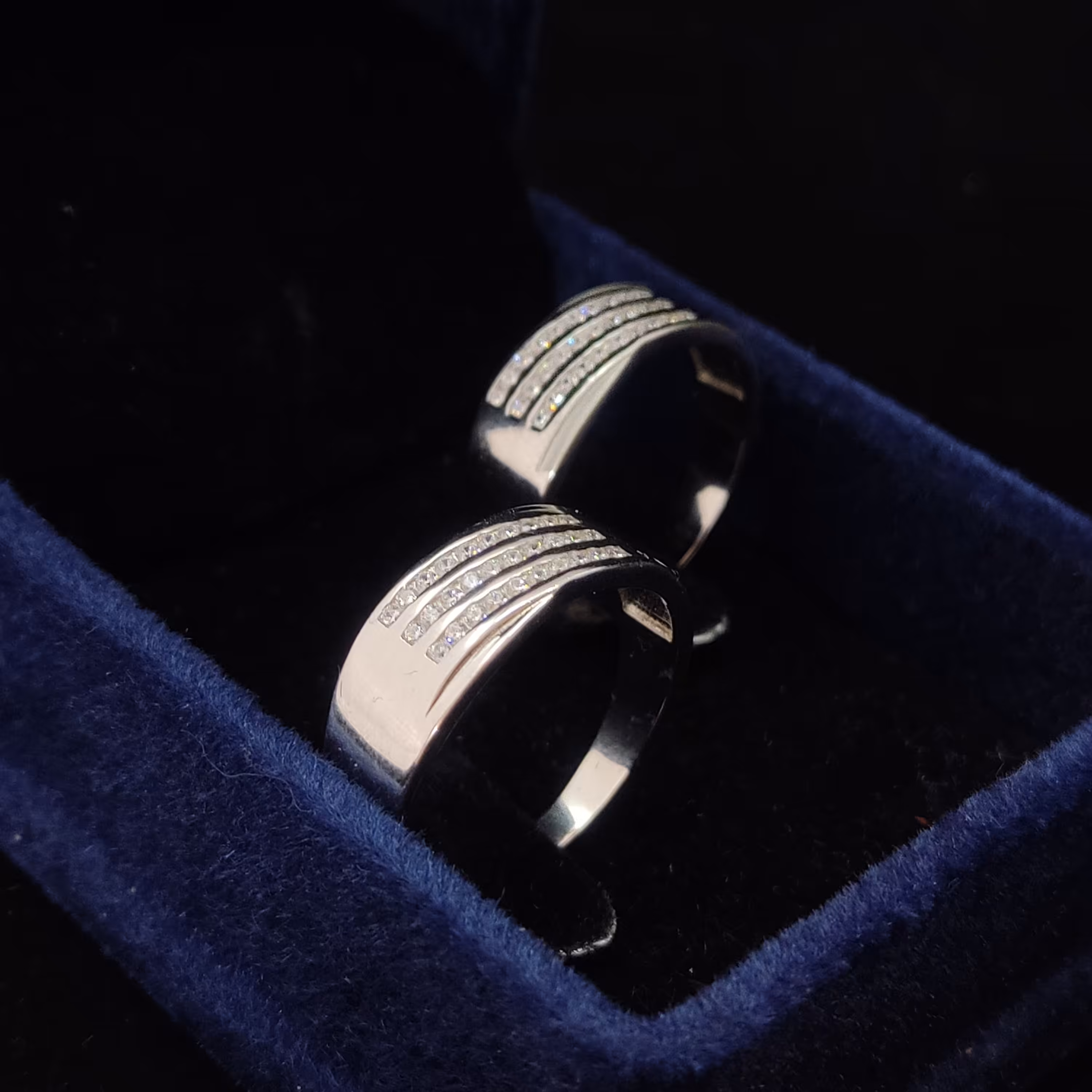 حلقه ست نقره خارجی مدل سه ردیفه کد SN2393