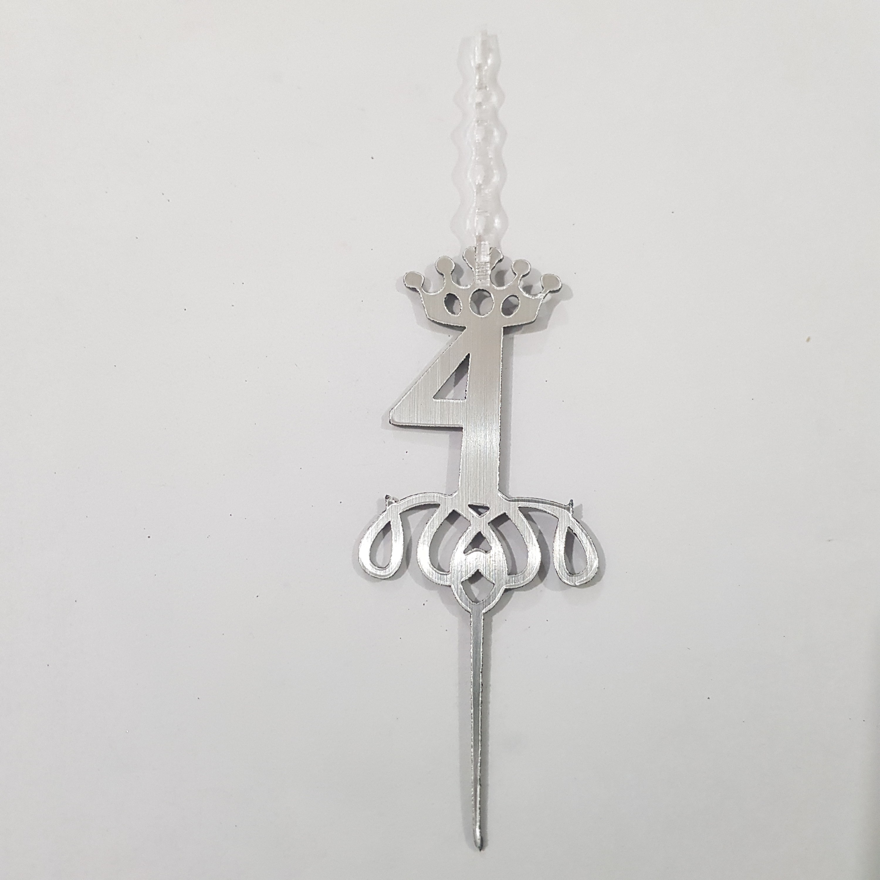 تاپر کیک تولد با شمع، مولتی استایل نقره ای، طرح شماره چهار، مدل 002