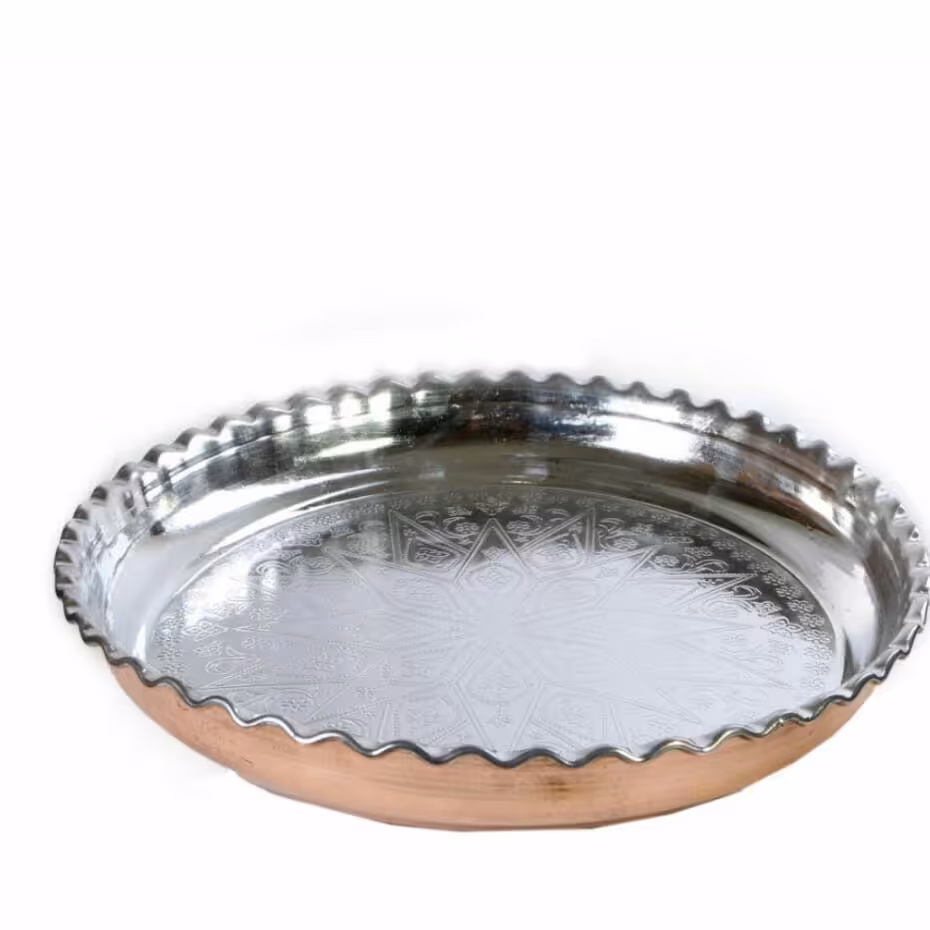 سینی گرد مسی ، لبه دار