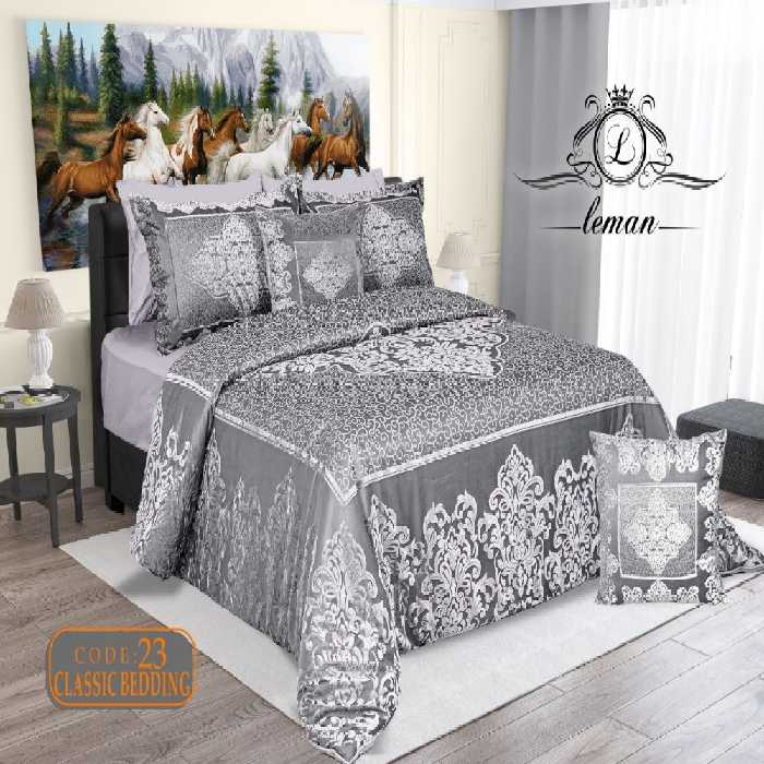 روتختی مخمل شانل لمان مدل classic-1 دونفره 8 تکه رنگ طوسی