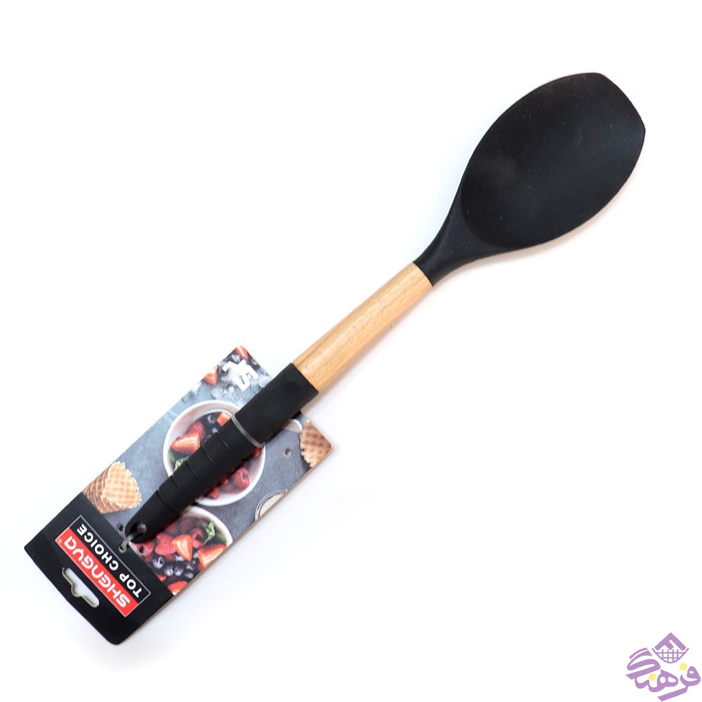 قاشق شنگیا نیم گود (پهن) سیلیکونی مشکی بزرگ