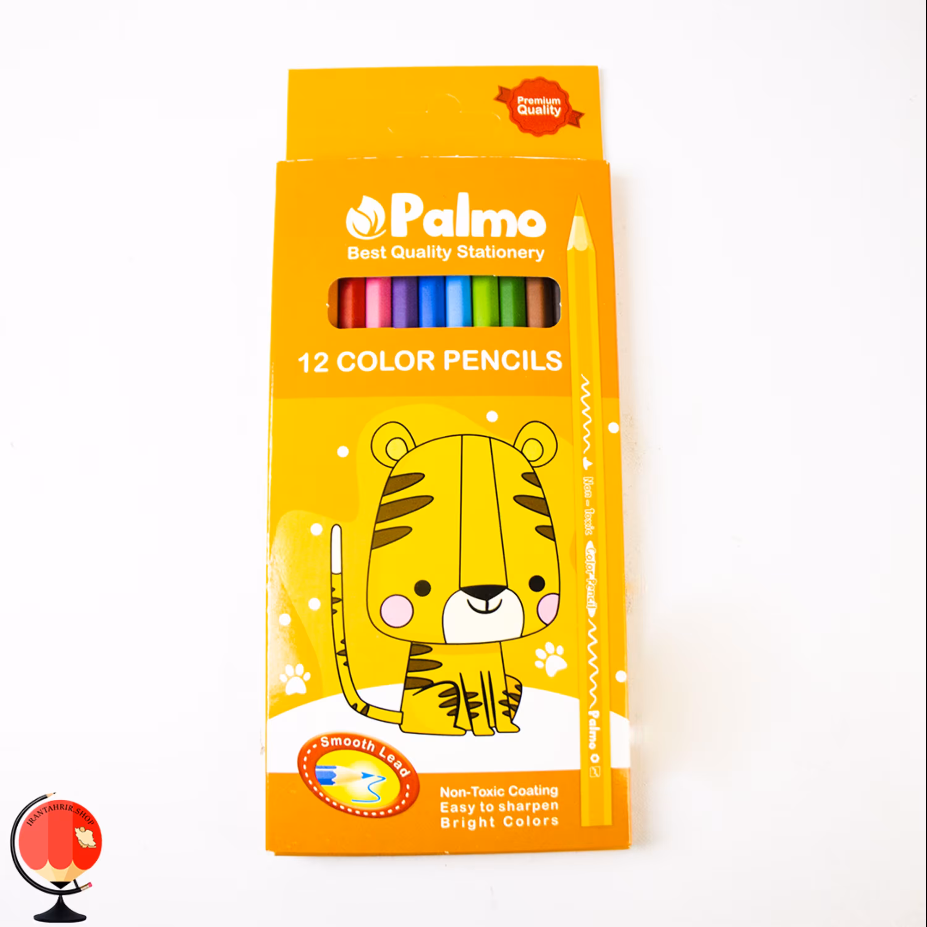 مداد رنگی پالمو 12 رنگ  طرح ببر جعبه مقوایی کد1362