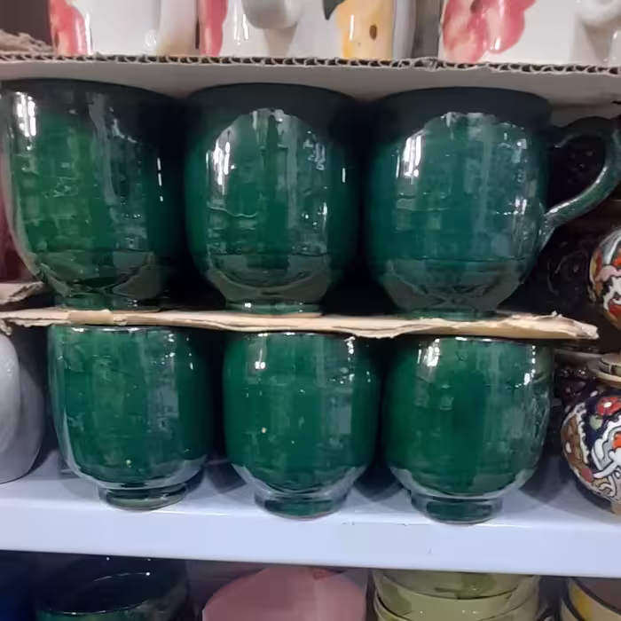لیوان سفالی سبز( پسکرایه)