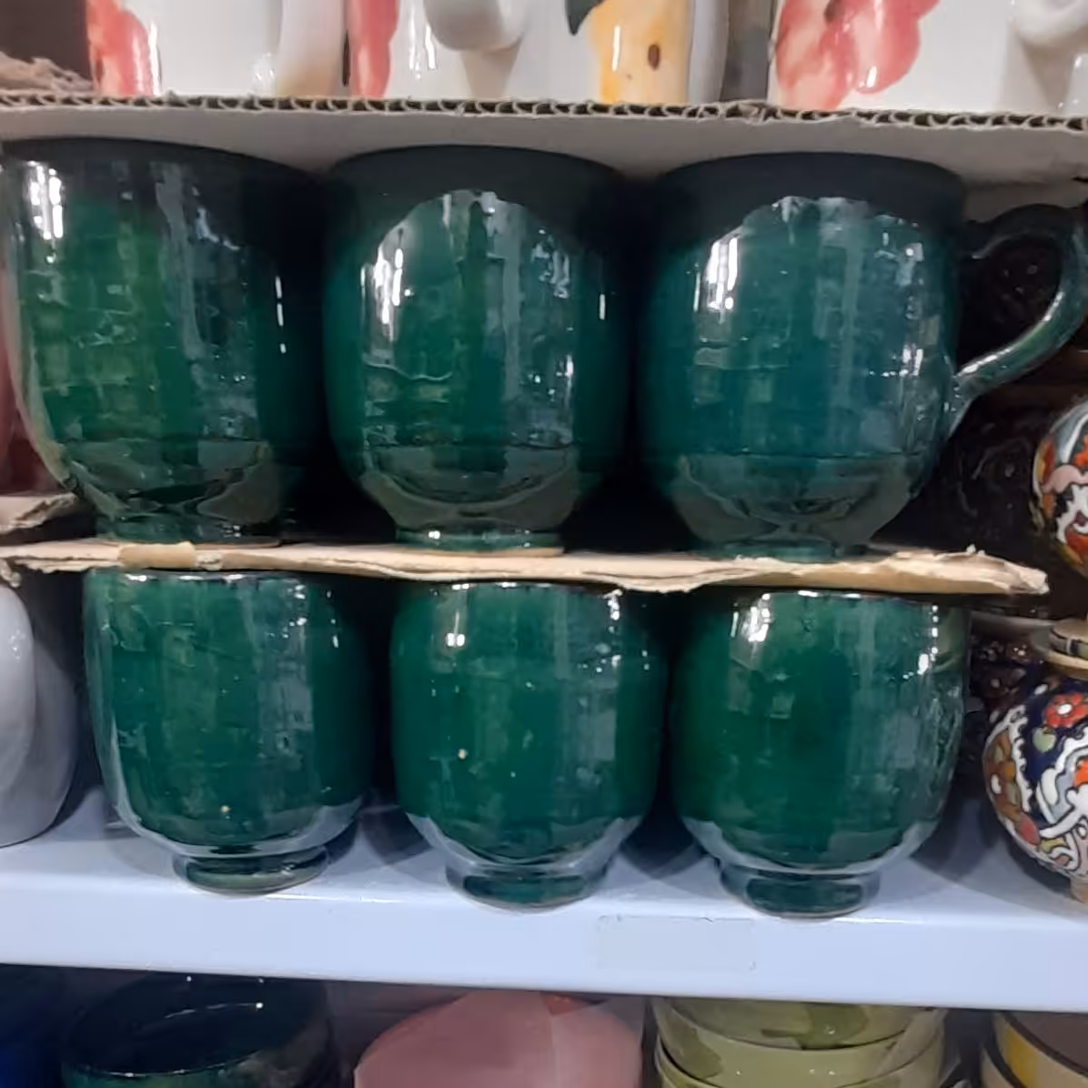 لیوان سفالی سبز( پسکرایه)