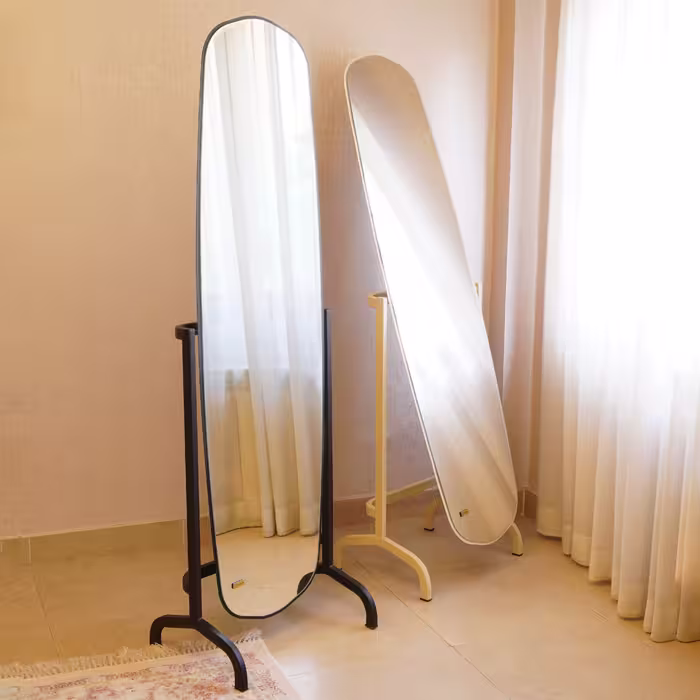 آینه قدی با قابلیت تغییر زاویه مشکی و کرم  160 در 42 سانت (پس کرایه)