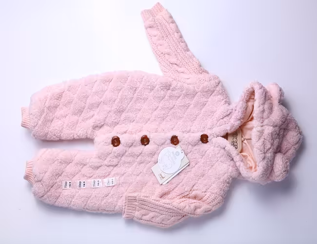 کاپشن سرهمی نیپرلند ترکیه  داخل پلارصورتی و کلاهدار   nipper land