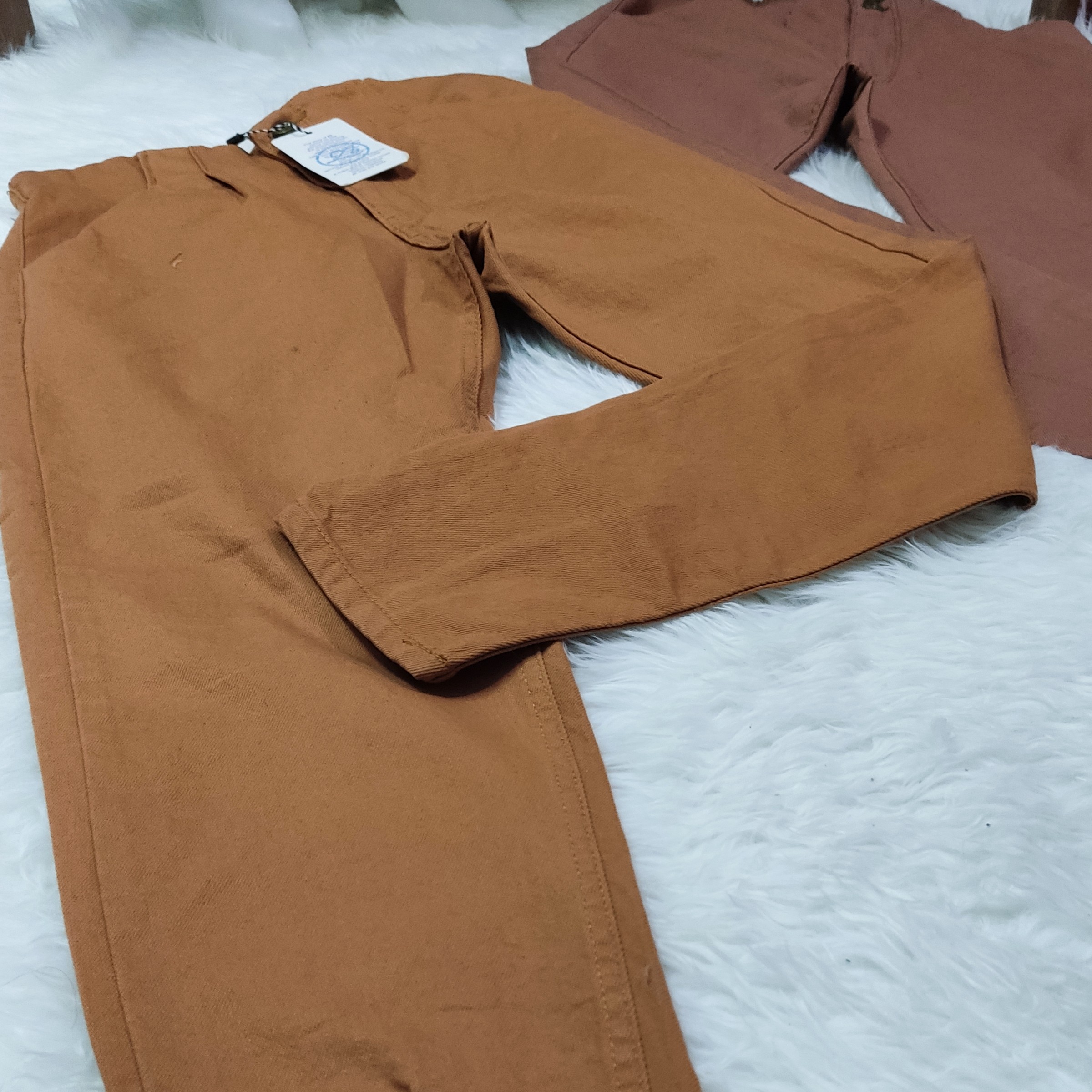 شلوار مام فیت رنگی250گذمرنگ آجری و انبه ایسایز 36تا46