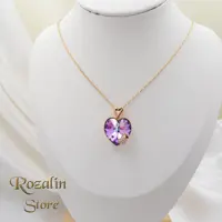 گردنبند زنانه ژوپینگ نگین سواروسکی مدل قلب بنفش