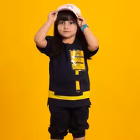 تیشرت مشترک دخترانه و پسرانه S103 برشاد رنگ سرمه ای سایز 110