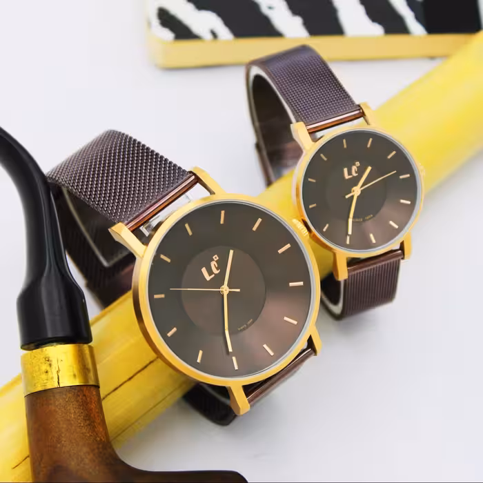 ساعت مچی ست زنانه و مردانه لی کانر - اورجینال بندحصیری ـ تک موتور - مدل LC04139 