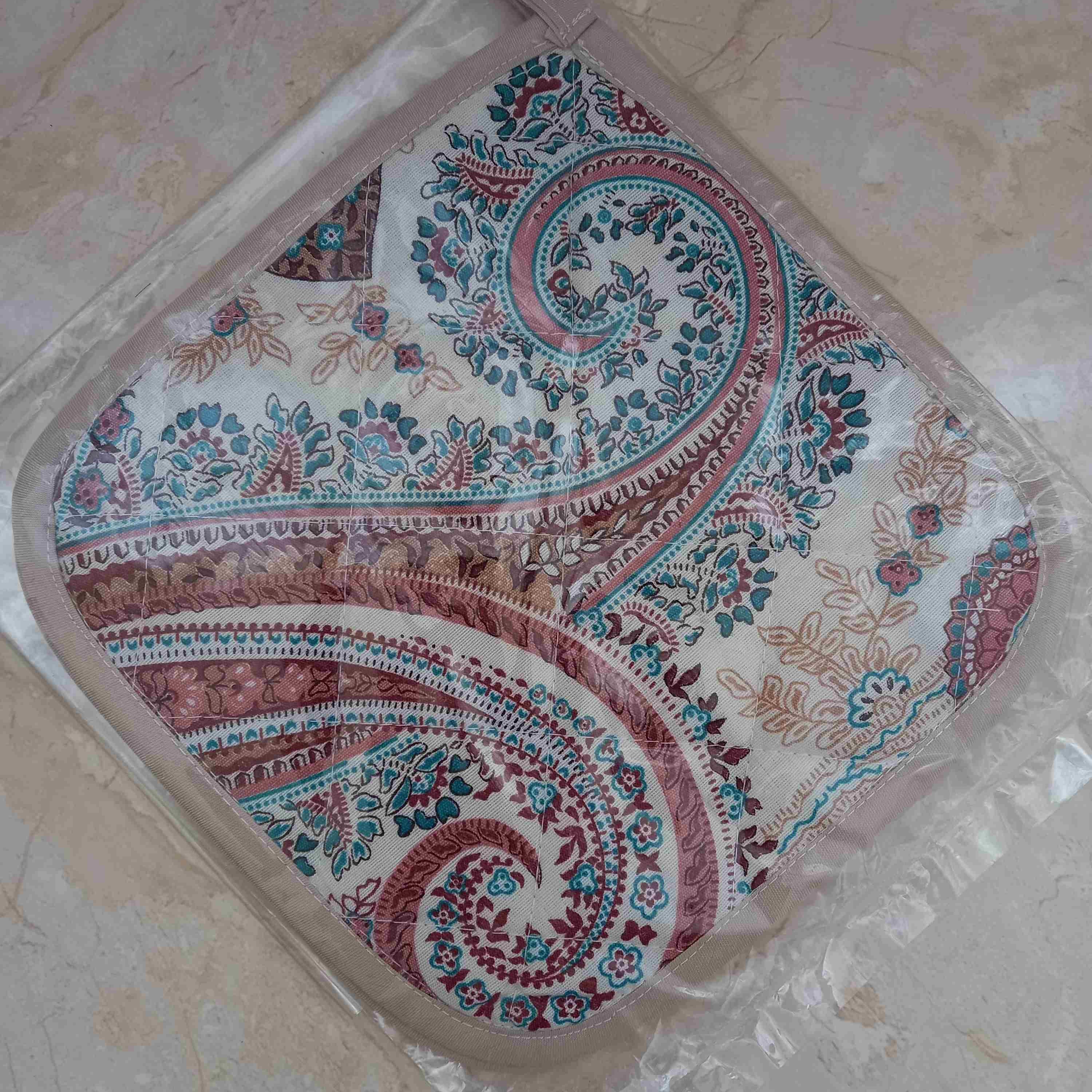 یک جفت دستگیره نخی مربع سایز 1919 گلدار