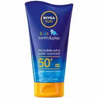 کرم ضد آفتاب بچگانه نیوا NIVEA مدل شنا و بازی swim & play حجم 150 میل |  SPF 50، ضد آب و ضد حساسیت