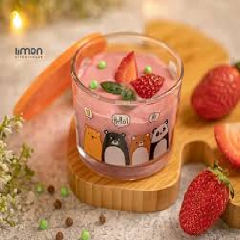 ظرف شیشه ای دربدار 190چاپدار لیمون