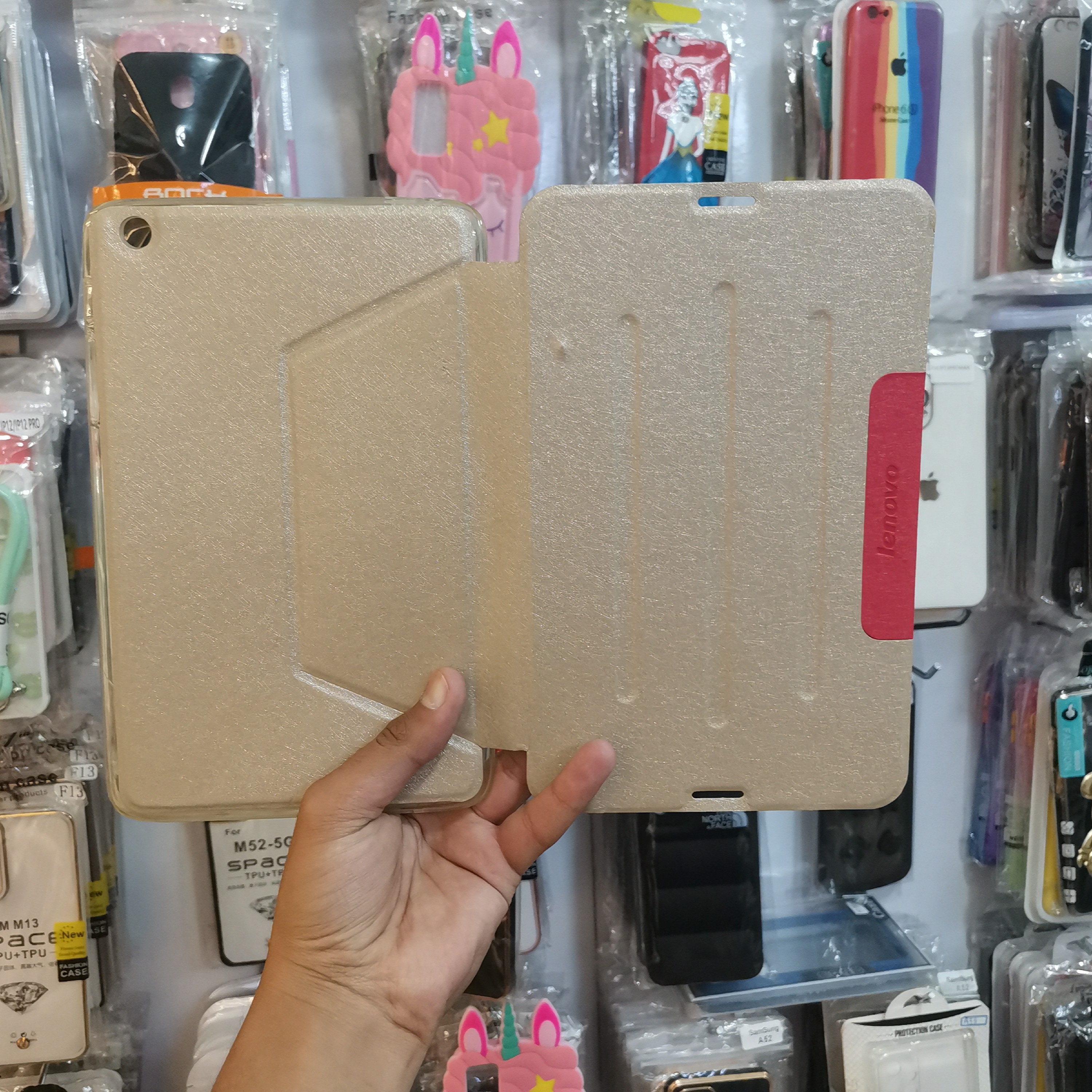 کیف کلاسوری طلایی مناسب برای تبلت لنوو Lenovo tab A5500