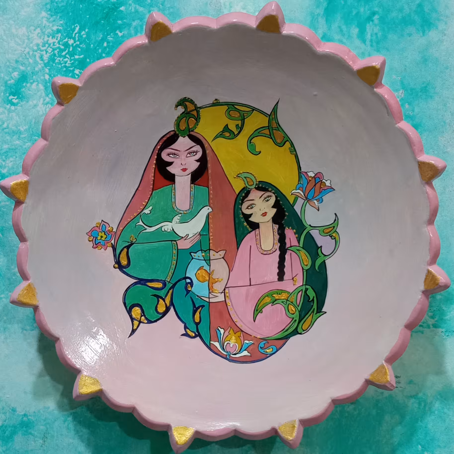 تابلوی نقاشی دیوارکوب سفالی