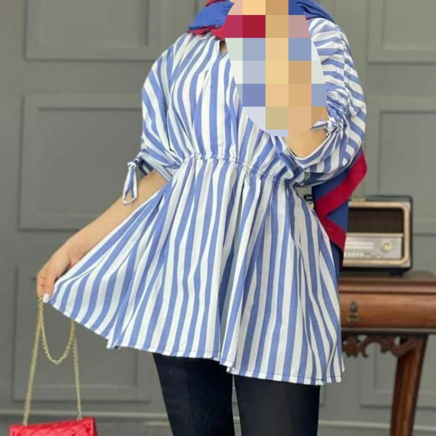 مانتو عروسکی کمرکشلنیندخترانهزنانهرنگ آبی