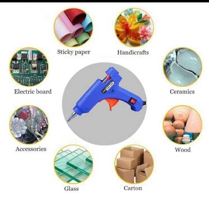 دستگاه چسب  تفنگی 20 وات  دارای رنگ صورتی و زرد 