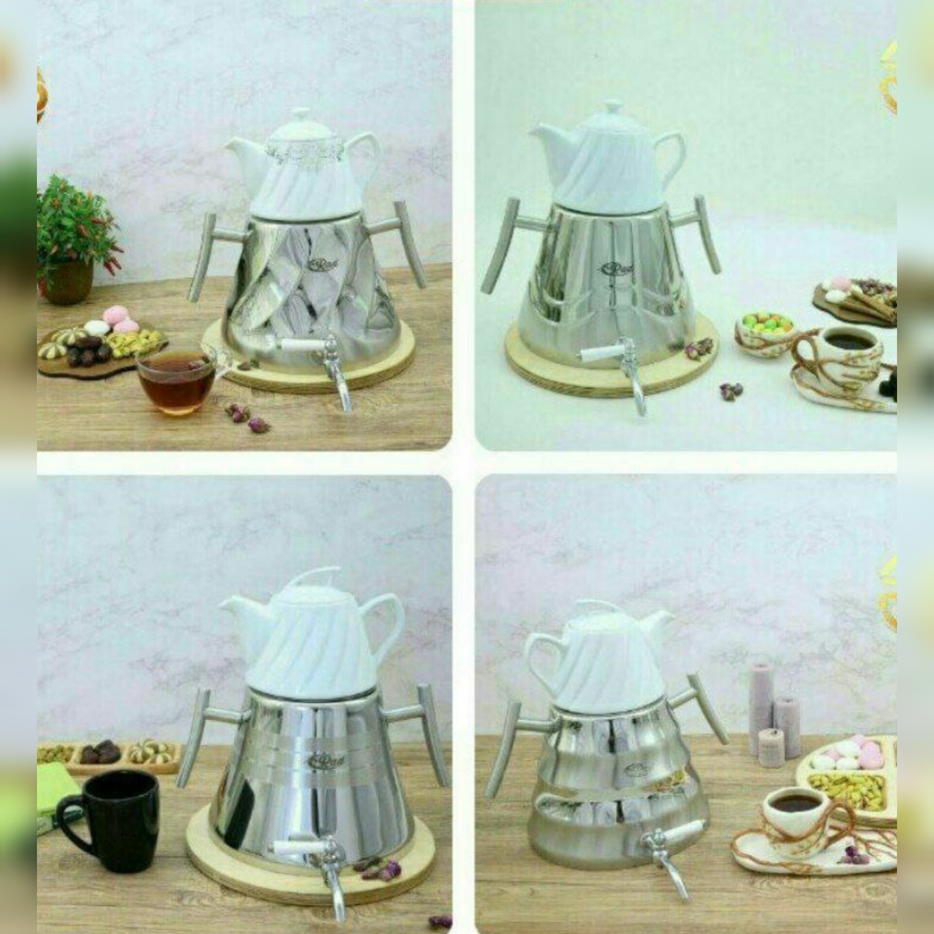 کتری و قوری استیل هرمی 