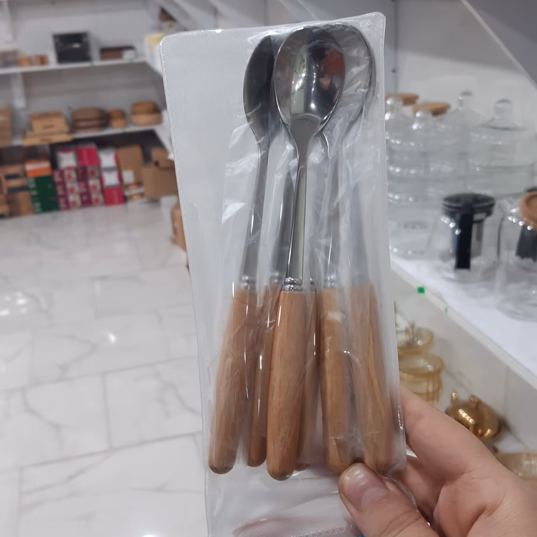 قاشق شربت خوری دسته بامبو