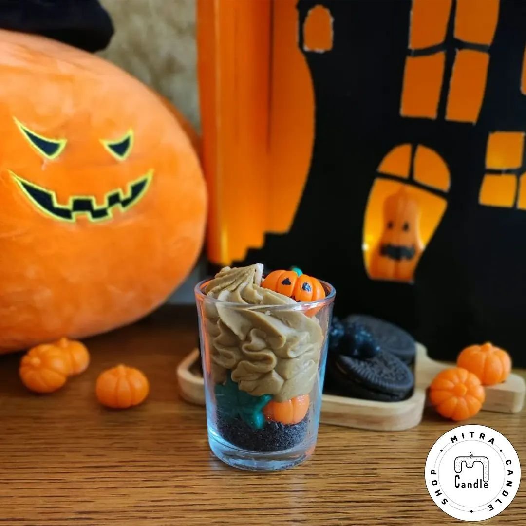 شمع لیوانی هالووین دسر میکس کدو نارنجی