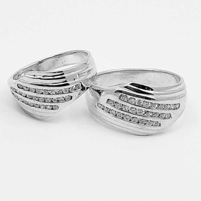 حلقه ست نقره تایلندی با ابکاری طلا سفید