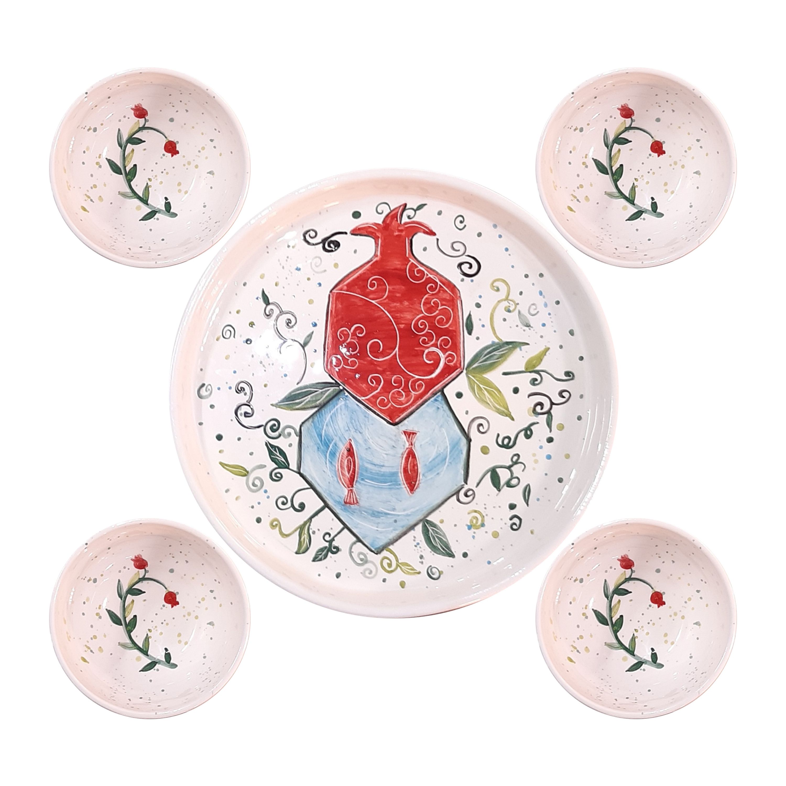 ست 5 تکه ظرف و کاسه سرامیکی طرح انار کد ZP11