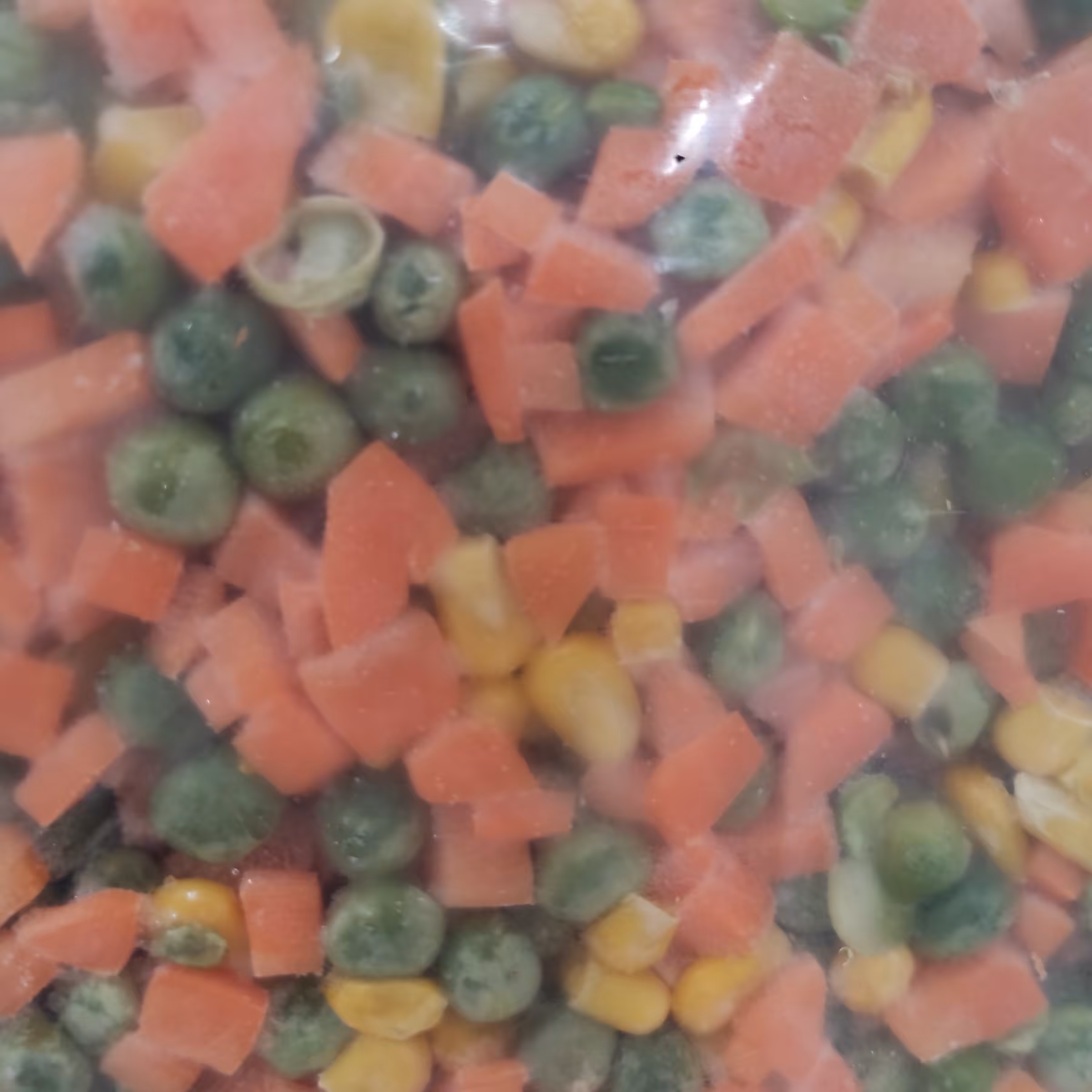 مخلوط سبزیجات شامل نخود فرنگی ،ذرت ،و هویج در بسته های 500گرمی موجود است 