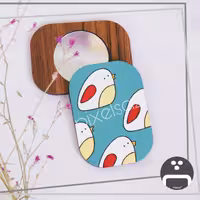 آینه جیبی طرح پرنده پیکسل ساز/جنس چوبی و نقاشی شده