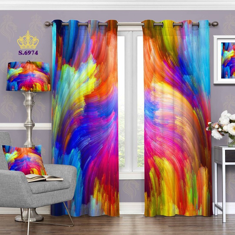 پرده پذیرایی دو قواره طرح ابرنگی کد S6974