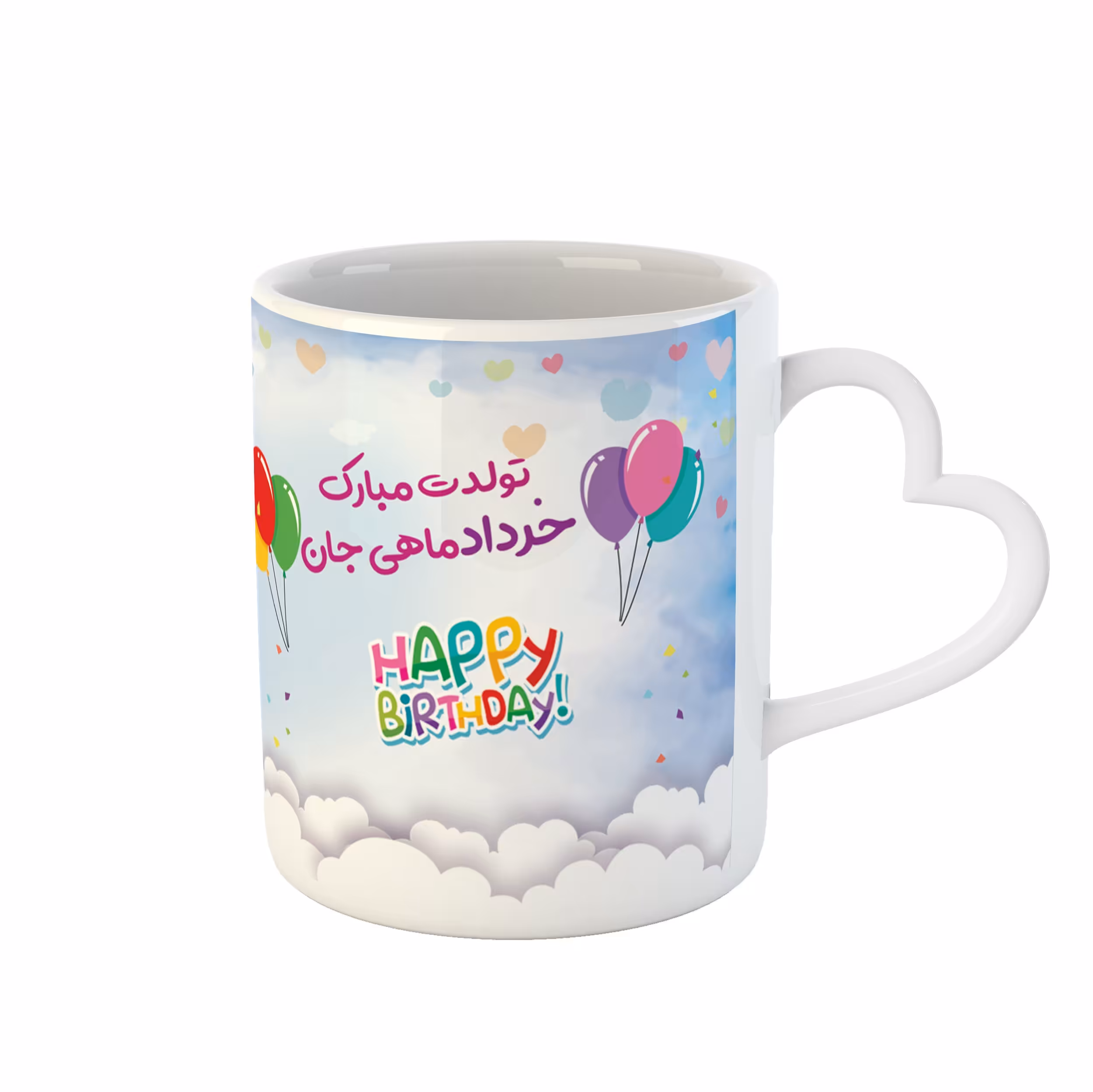 ماگ ساده دسته قلبی طرح خرداد کد 04