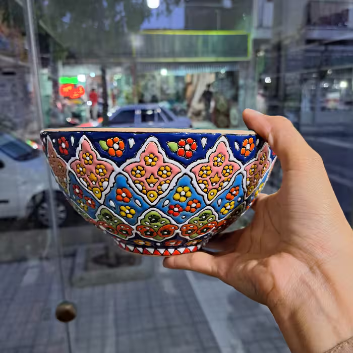 کاسه دونفره سفالی میناکاری
