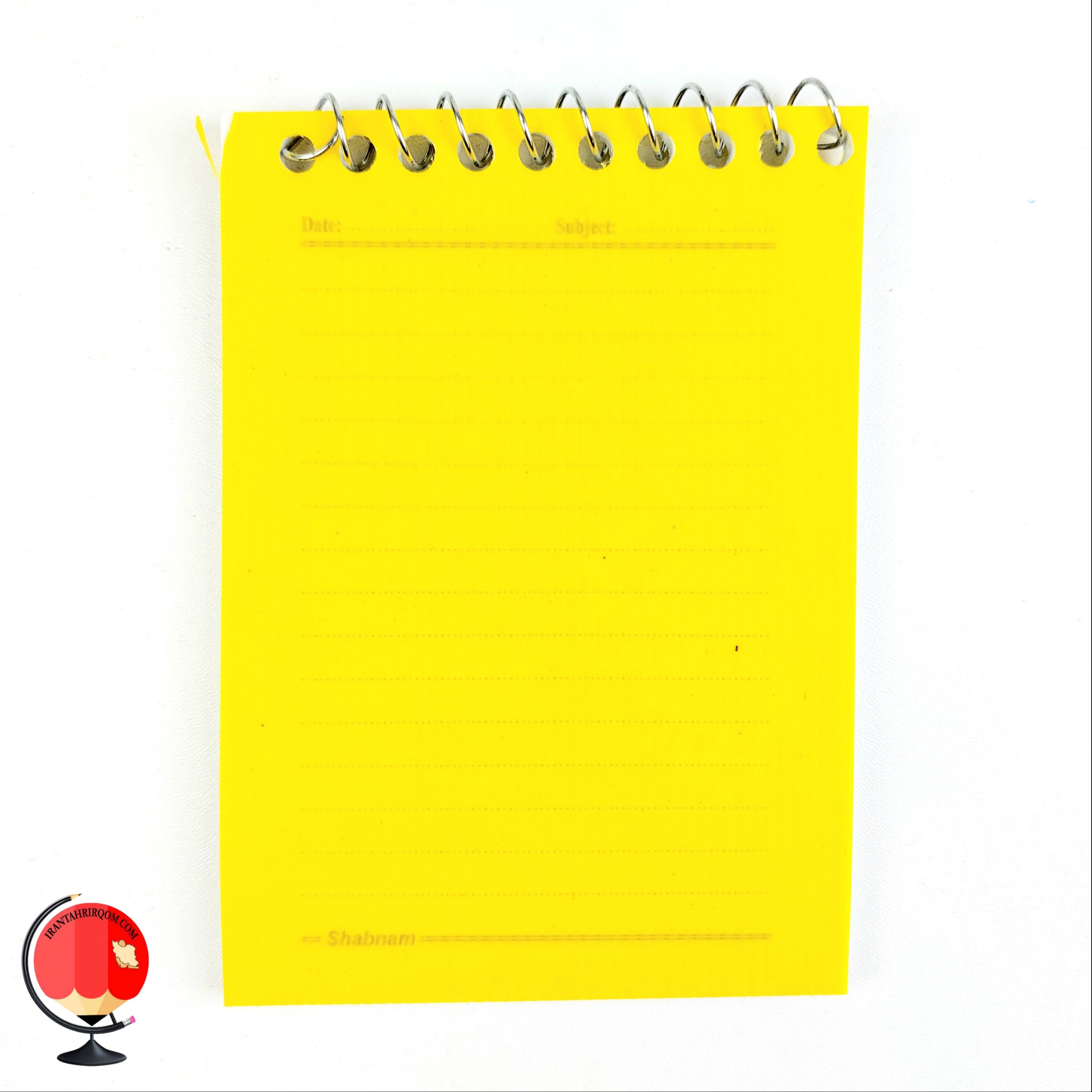 دفترچه یاذذاشت 50 برگ توان سیمی کوچک جلد طلقی زرد کد 2573