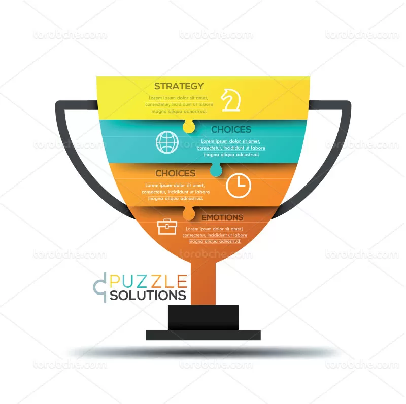 وکتور اینفوگرافیک پازلی مرحله ای | گرافیک با طعم تربچه
