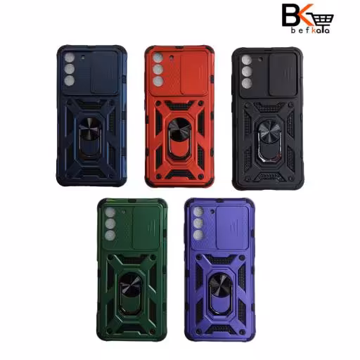 قاب پشت سخت بتمنی هولدر دار و محافظ لنز دار سامسونگ مدل S21 FE