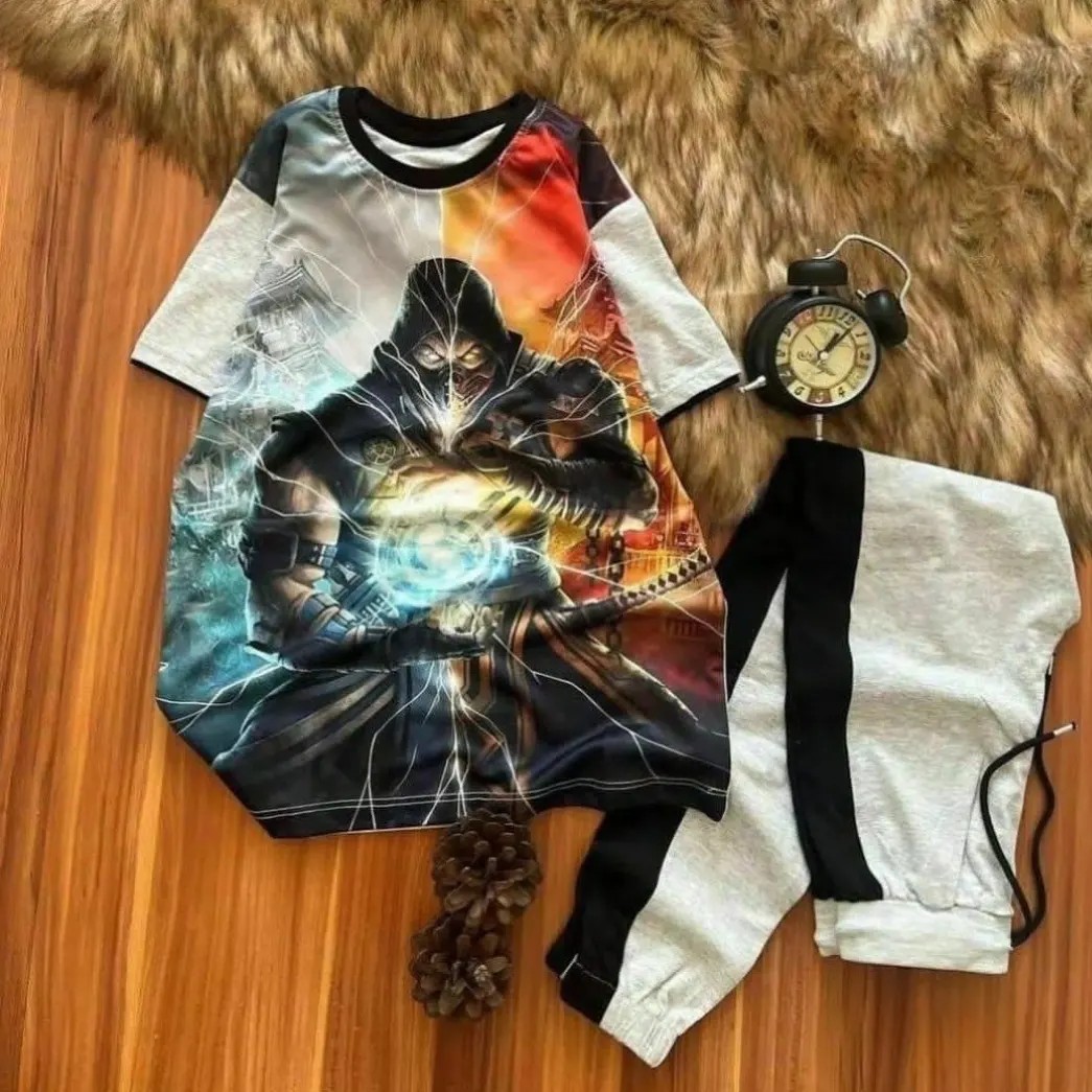 لباس نوجوان لباس بچه تیشرت و شلوار پسرانه با طرح جذاب بازی پلی استیشن