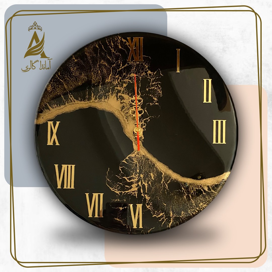گالری آماندا ساعت دیواری رزینی قطر 40 طرح شعله با قابلیت تغییر رنگ