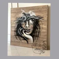 تابلو نقاشی پرتره چوب