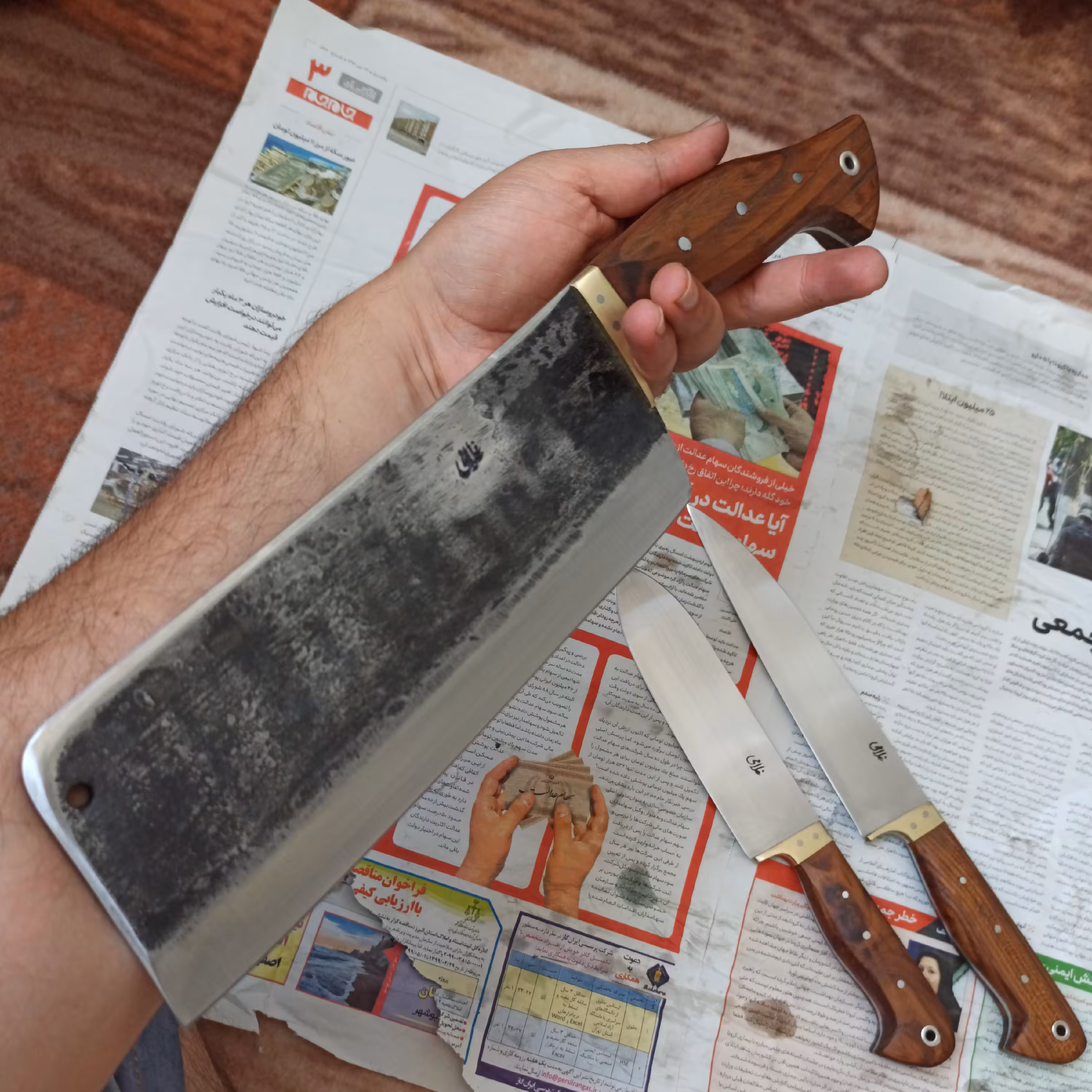 ساطور تمام فولاد دسته طرح آناتومی دست