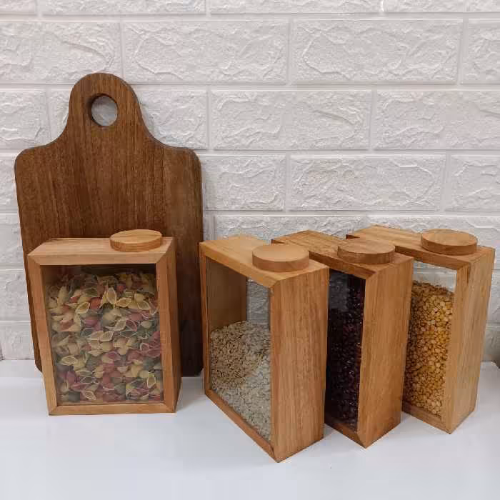 بانکه از جنس چوب و شیشه(جاحبوباتی،یک عدد)